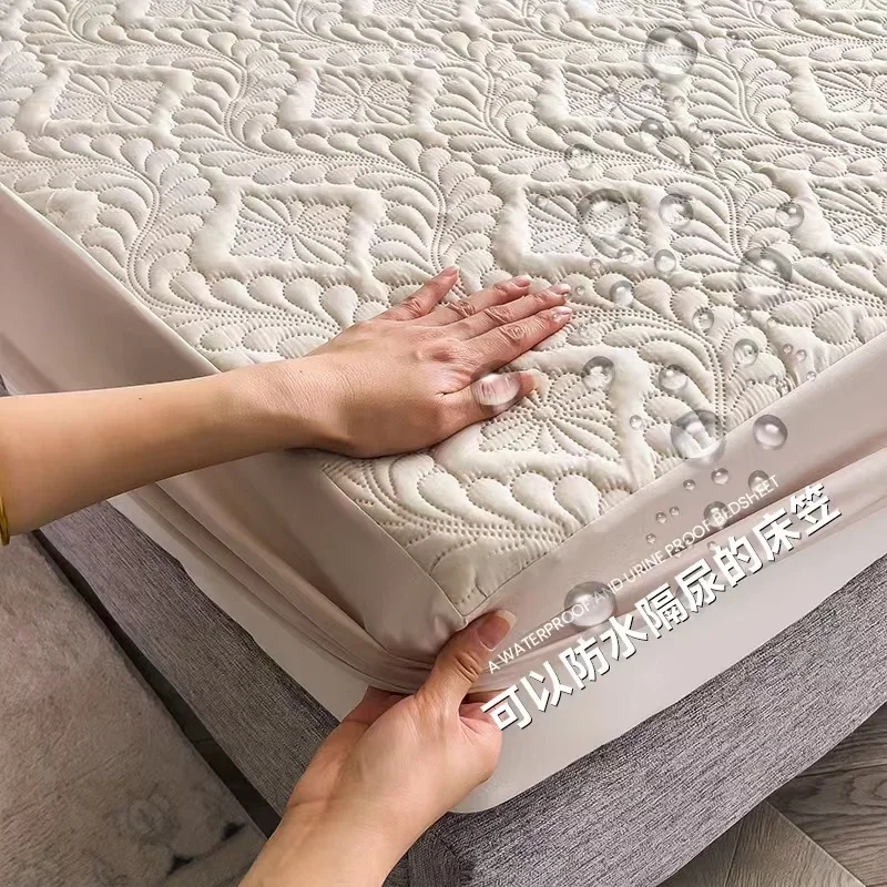 Waterproof Mattress Protector Breathable - แผ่นรองกันน้ำแบบหนา ระบายอากาศได้ดี ทนทาน ปลอกคลุมที่นอนแบบเย็บติดกัน ลายนูน ขนาด