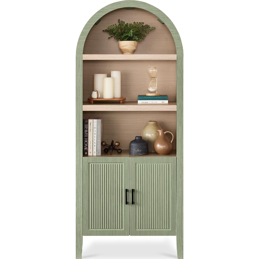 Storage & Organization - ตู้เก็บของในครัวทรงโค้งสูง 72 นิ้ว พร้อมบานประตูแบบมีร่อง, ชั้นวางหนังสือ 5