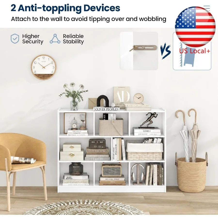 Storage & Organization - ชั้นวางหนังสือแบบ 8 ช่อง สำหรับห้องนั่งเล่น ห้องทำงาน หรือมุมอ่านหนังสือ