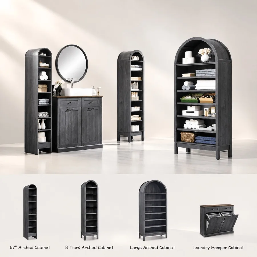 ตู้เก็บของในห้องน้ำทรงโค้งสูง  - Storage & Organization บทวิจารณ์และราคา