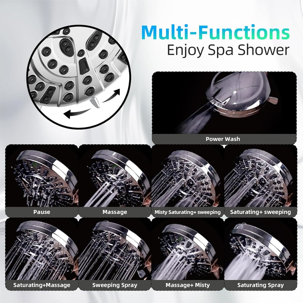 หัวฝักบัวแรงดันสูง 10 ฟังก์ชั่ - High Pressure Shower Head Handheld บทวิจารณ์และราคา