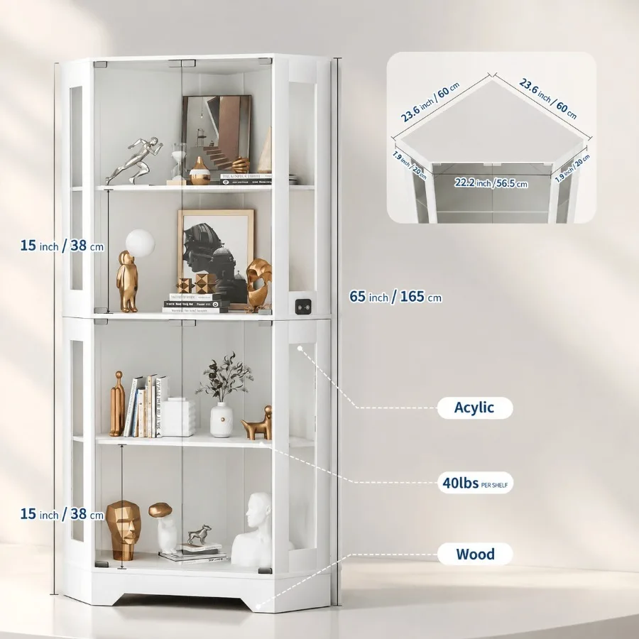 ตู้โชว์ของสะสมมุมห้องสีขาว ขนา - Lighting บทวิจารณ์และราคา