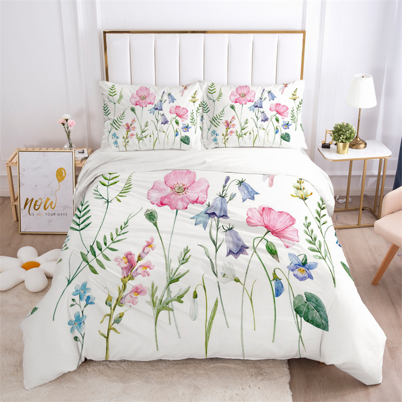ชุดเครื่องนอนลายใบไม้ ผ้าไมโคร - Aesthetic Floral Duvet Cover บทวิจารณ์และราคา